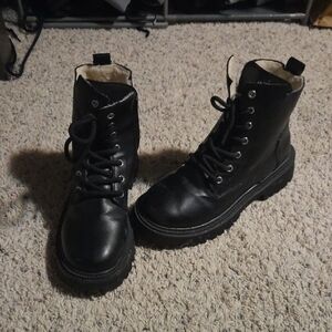 Black Lace-Up Ankle Boots